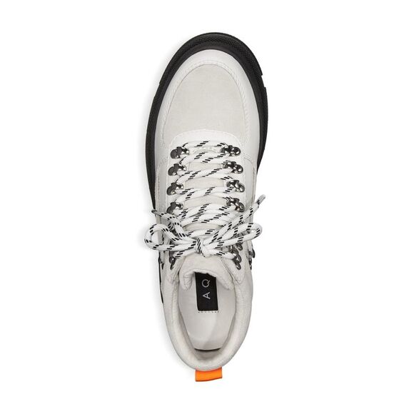 AQUA Womens White 1-1/2" Platform Hike Round Toe Leather Hiking Boots 10 M - Picture 3 of 4